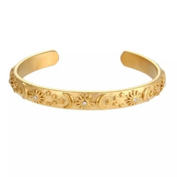 NEW SUN MOON 18K GOLD STAR CUFF BRACELET, NICE BRACELET, CUTE BRACELET - Picture 5 of 5